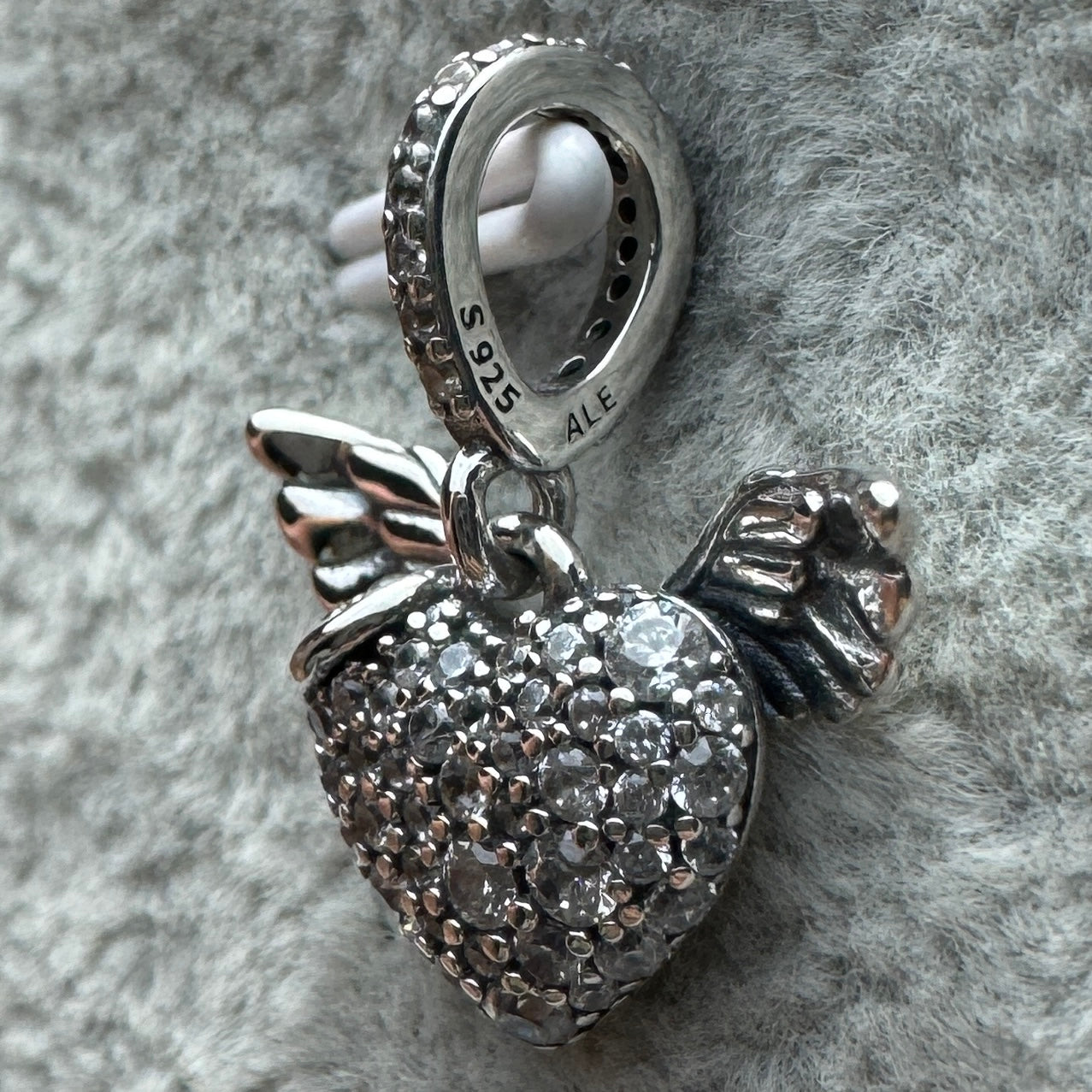Charm Colgante Corazón Alas De Ángel Brillante