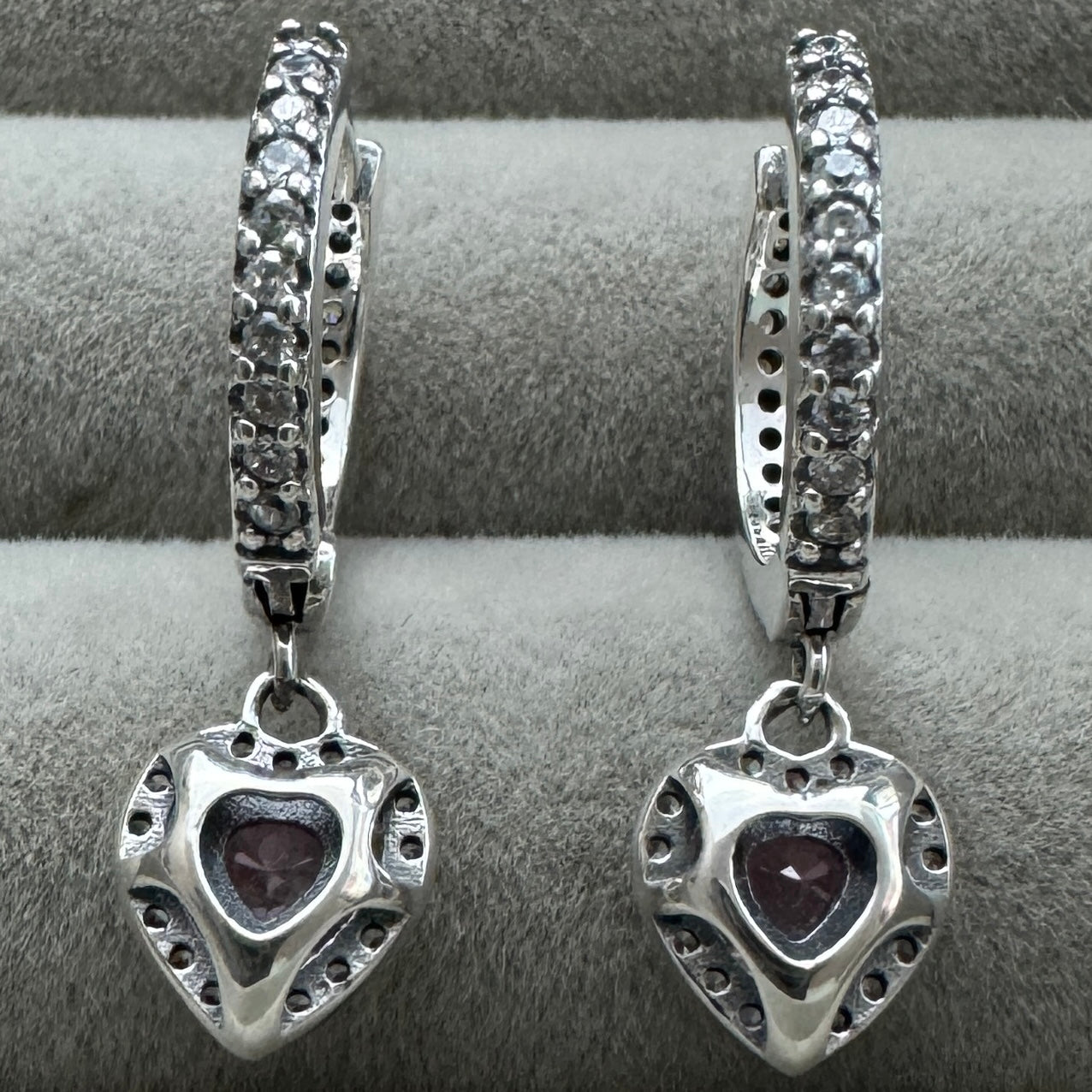 Aretes Corazón Rosa Halo