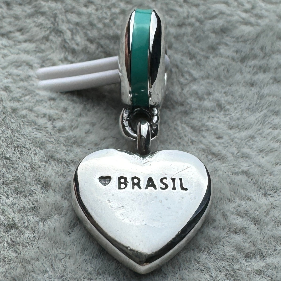 Charm Colgante Corazón Bandera De Brasil