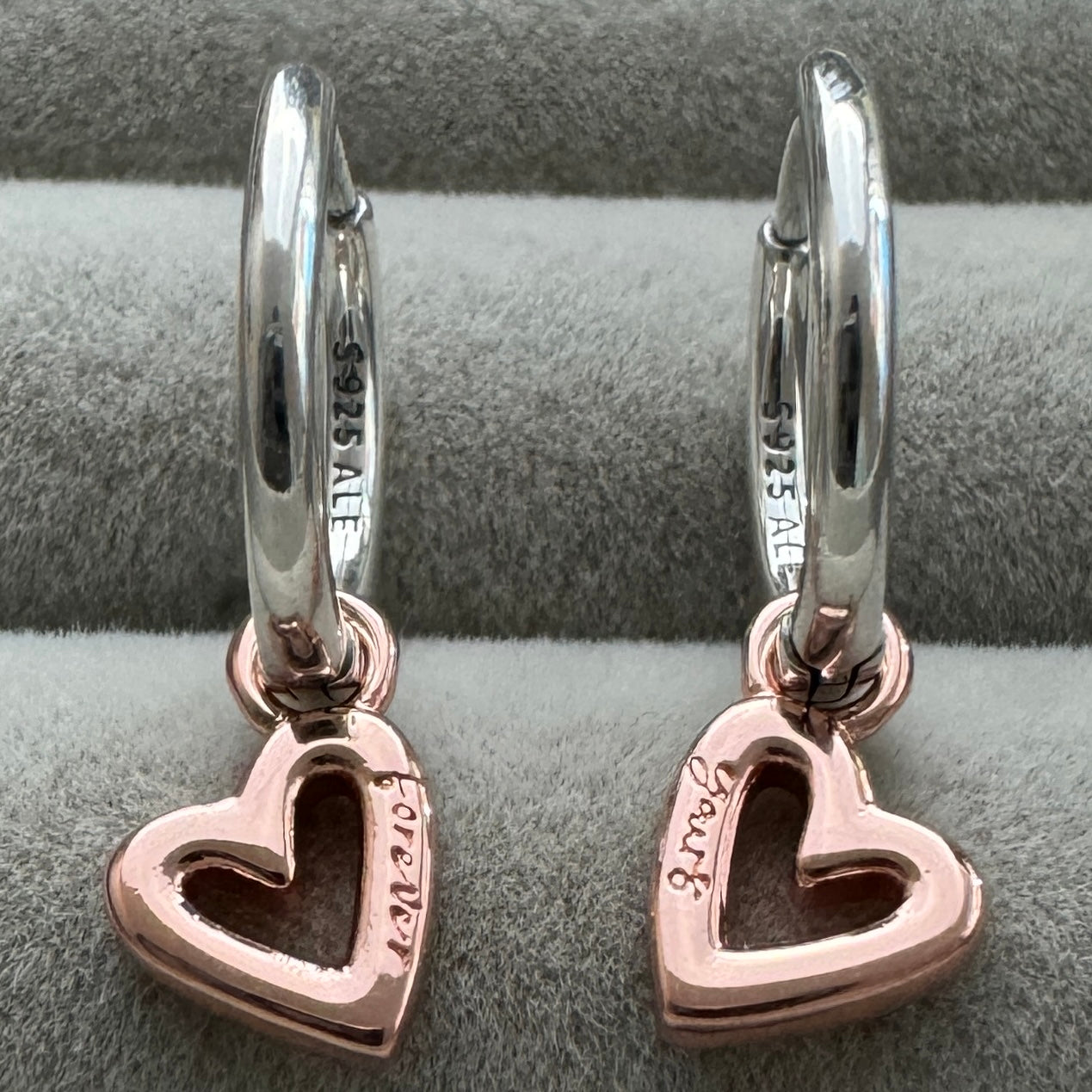 Aretes De Aro Corazón Rosa Brillante