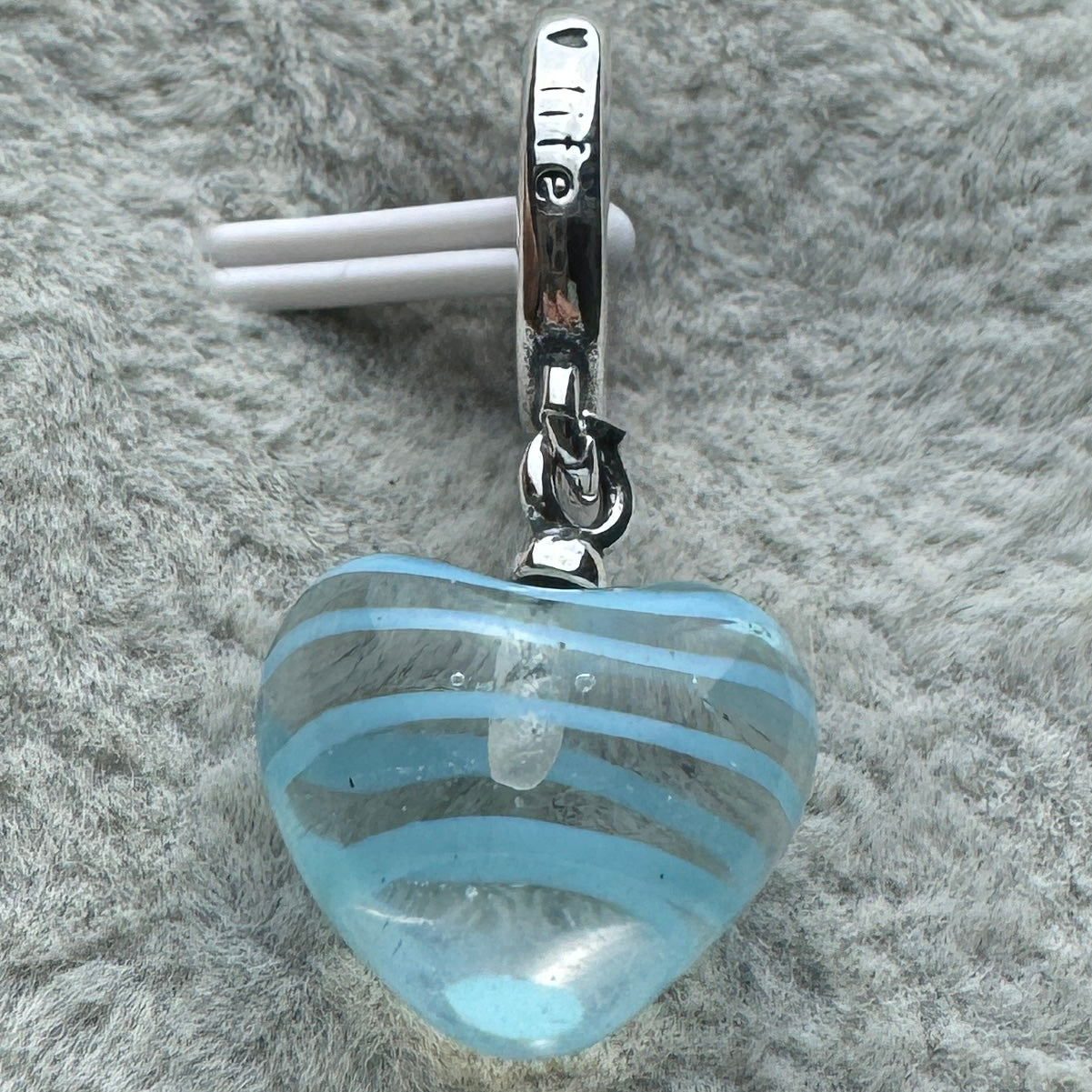 Charm Colgante Corazón Azul De Cristal De Murano