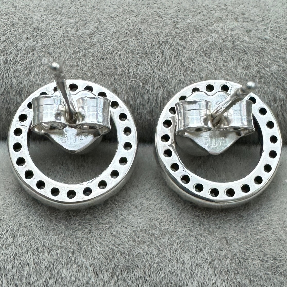 Aretes De Botón Perla Cultivada De Agua Dulce Tratada Y Halo De Pavé