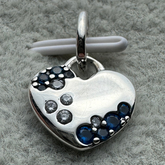 Charm Colgante Corazón Zirconias Azul Y Transparente
