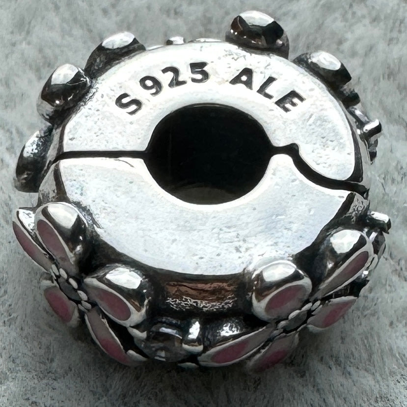Charm Clip De Seguridad Flores Rosas Brillantes