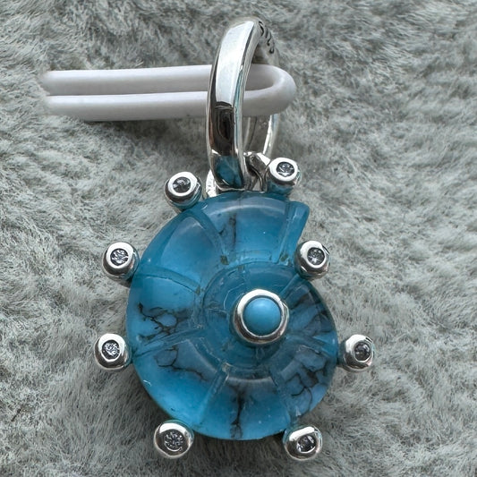 Charm Colgante Caracola De Cristal De Murano Azul