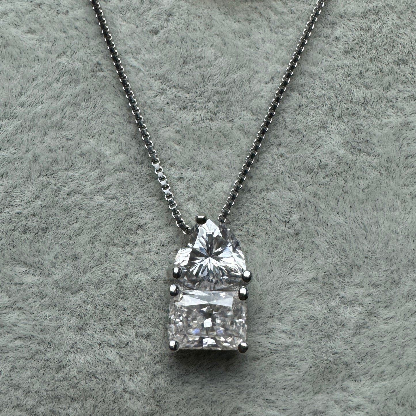 Collar Corazon Y Rectángulo Corte Diamante Moissanita