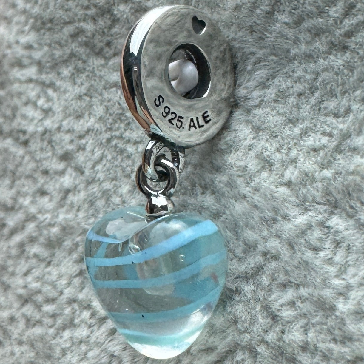 Charm Colgante Corazón Azul De Cristal De Murano