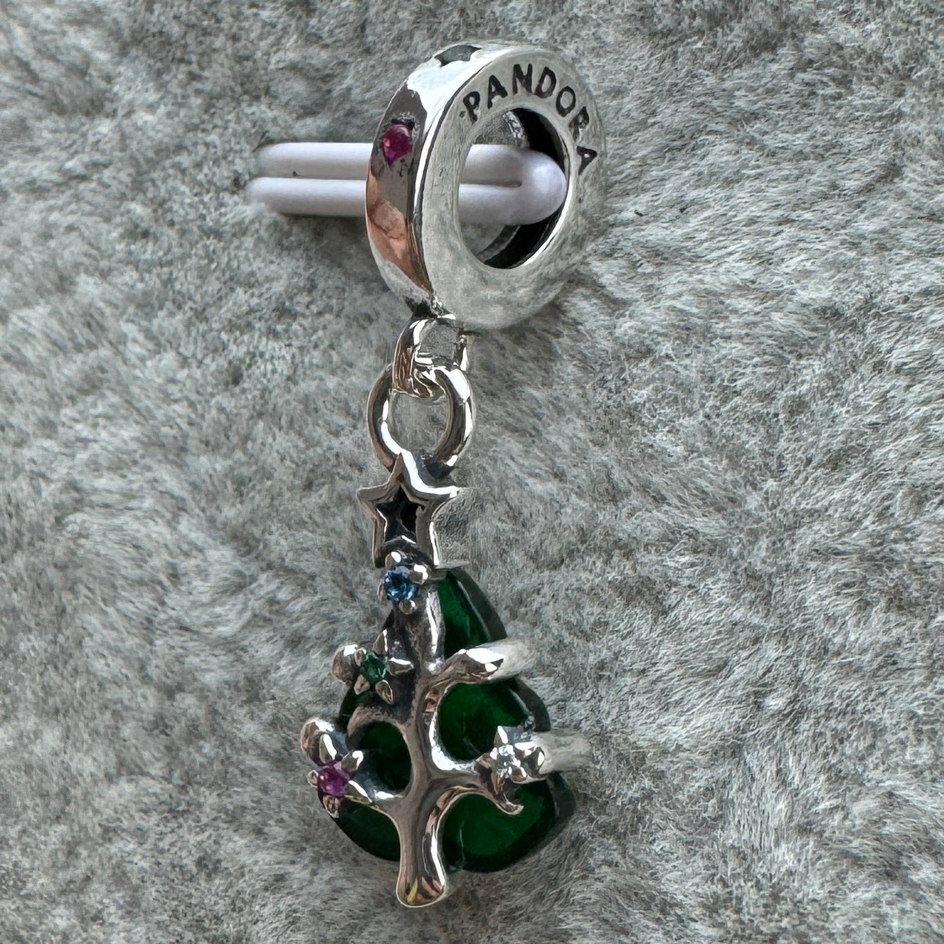 Charm Colgante Árbol Navidad Cristal De Murano Verde