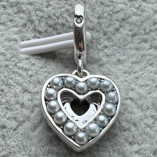 Charm Colgante Doble Corazón Con Perlas (Gracias Mamá Por Todo Lo Que Haces)