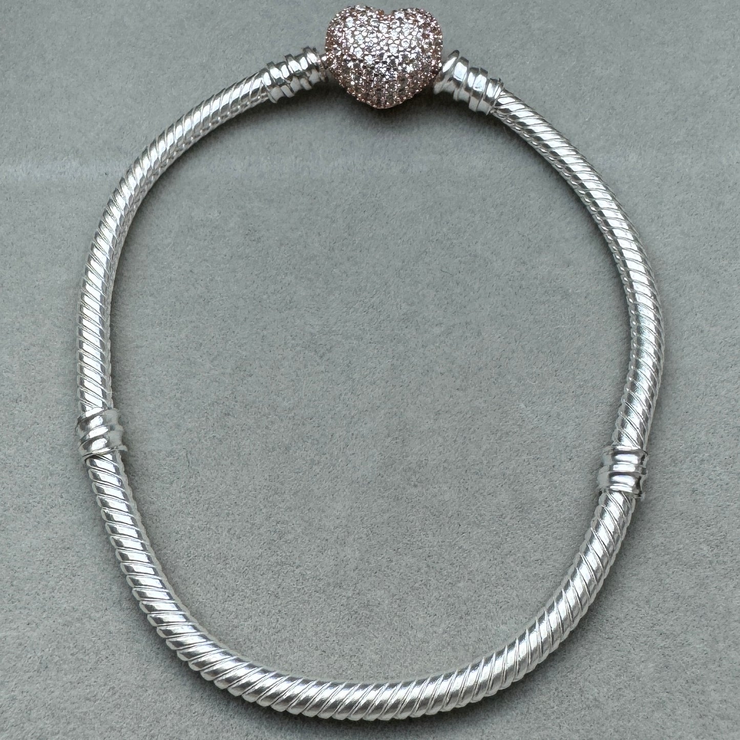 Brazalete Flexible Cierre Corazón Centelleante Oro Rosa
