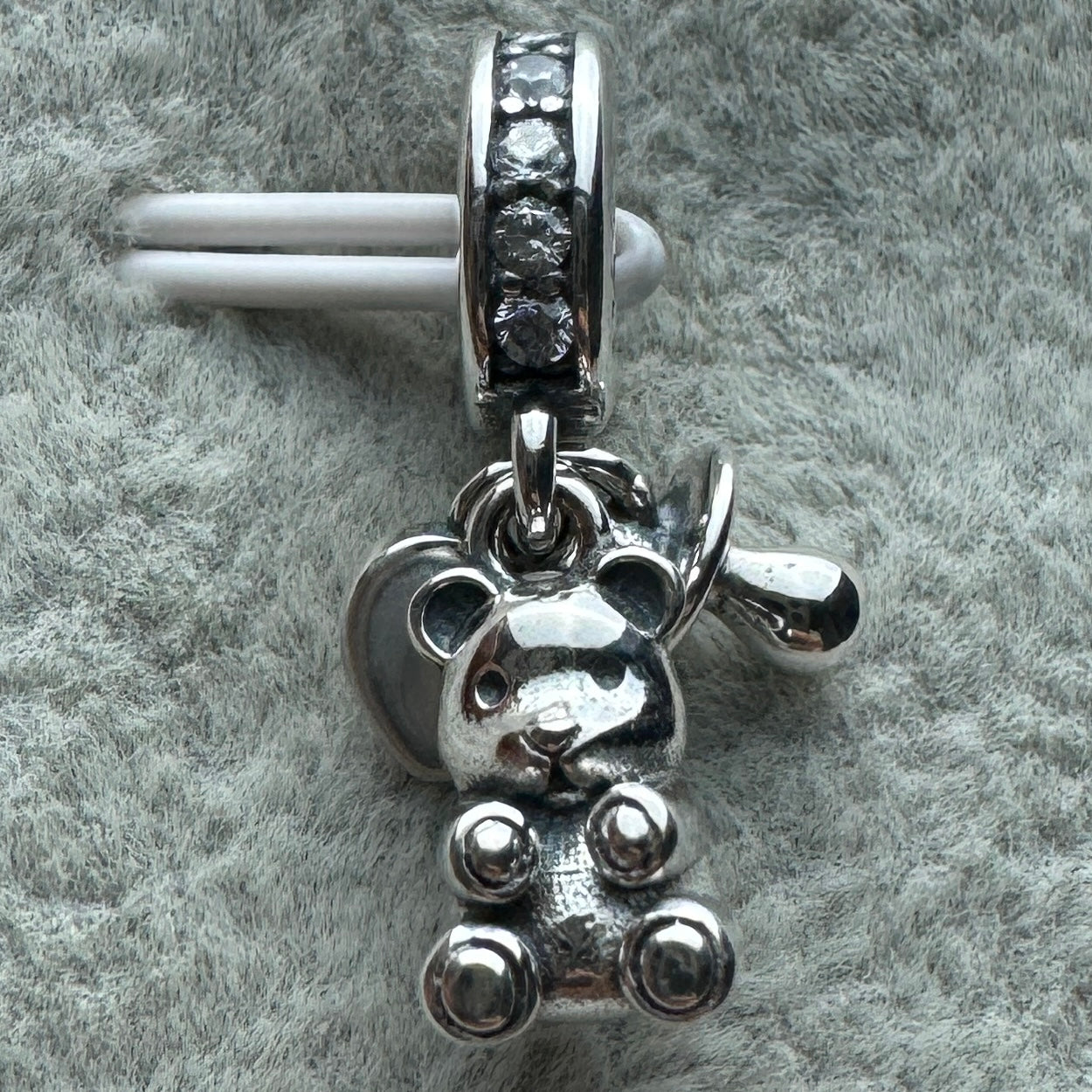 Charm Colgante Triple Oso, Corazón Y Chupón