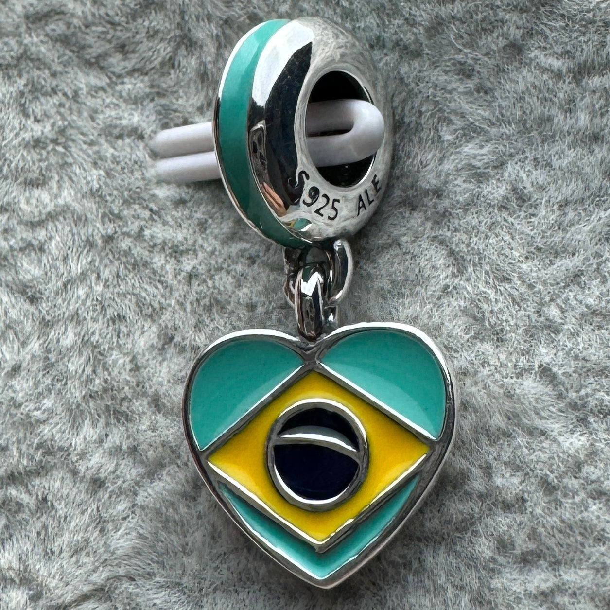 Charm Colgante Corazón Bandera De Brasil