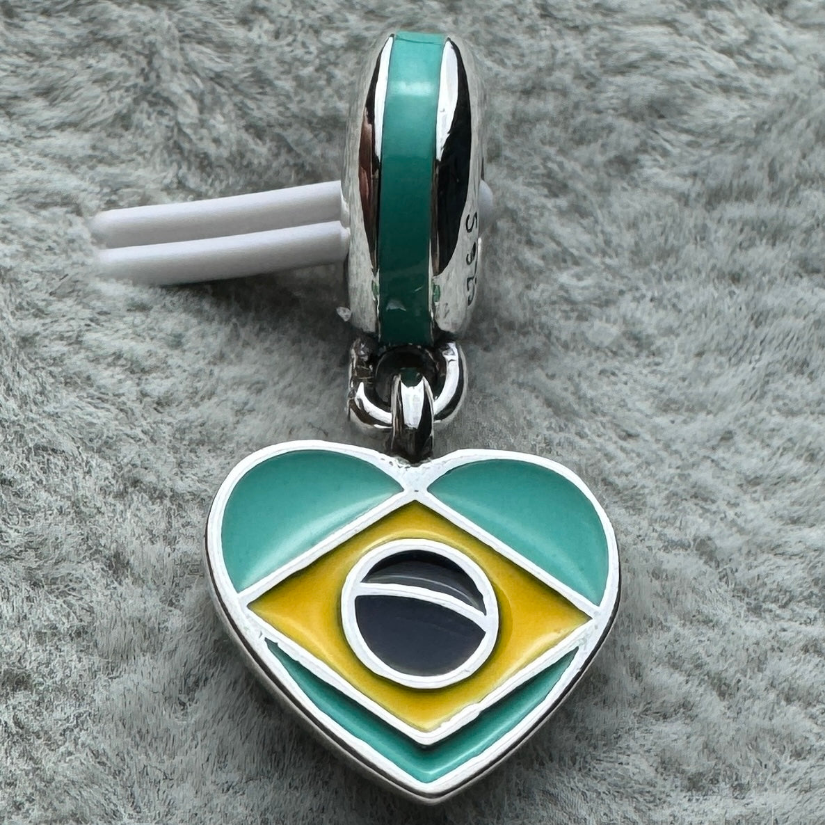 Charm Colgante Corazón Bandera De Brasil