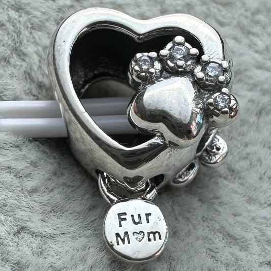 Charm Huella Y Corazón Resplandecientes Perro