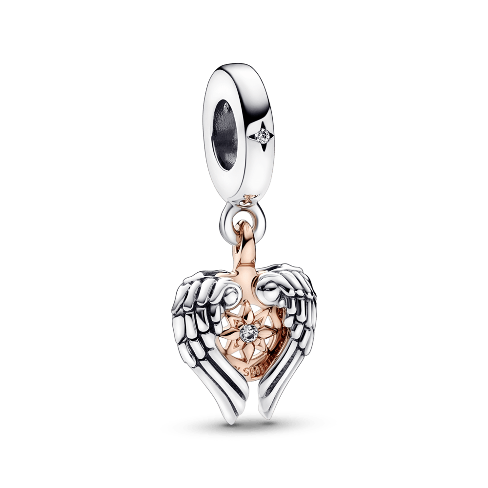 Charm Colgante Alas De Ángel Y Brújula Celestial