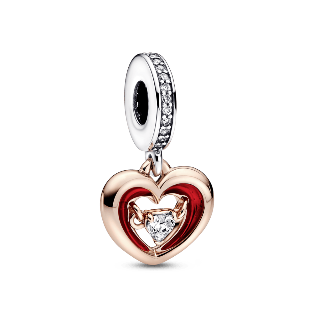 Charm Colgante Corazón Radiante En Dos Tonos