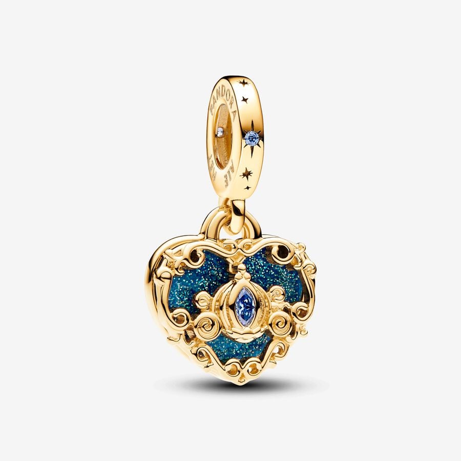 Charm Colgante Doble Carroza y Corazón De La Cenicienta Disney