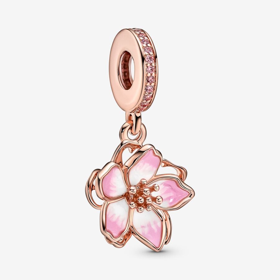 Charm Colgante Flor De Cerezo Oro Rosa