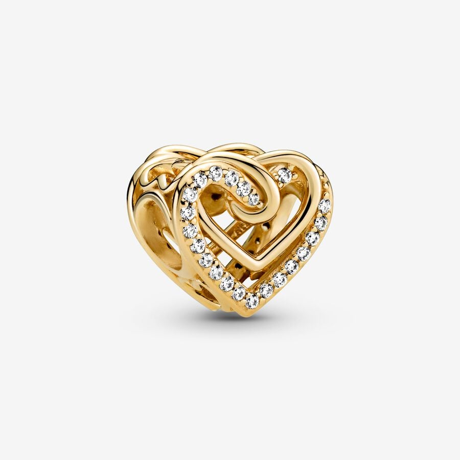 Charm Corazón Brillante Entrelazado Oro