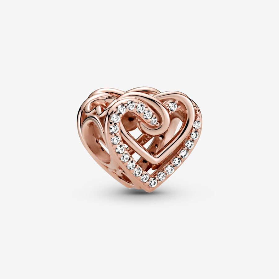 Charm Corazón Brillante Entrelazado Oro Rosa