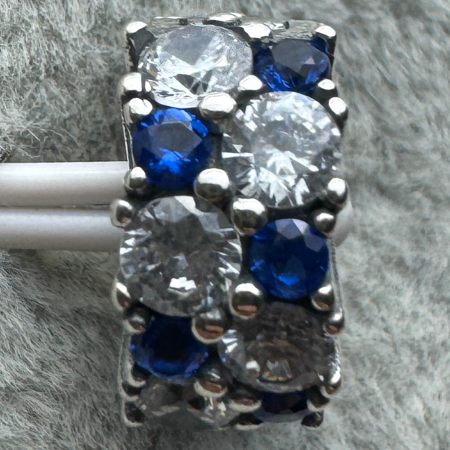 Charm Clip De Seguridad Brillante Transparente Y Azul Pandora Vista Desde Atrás
