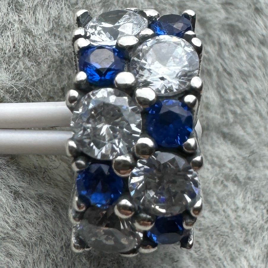 Charm Clip De Seguridad Brillante Transparente Y Azul Pandora Vista Frontal