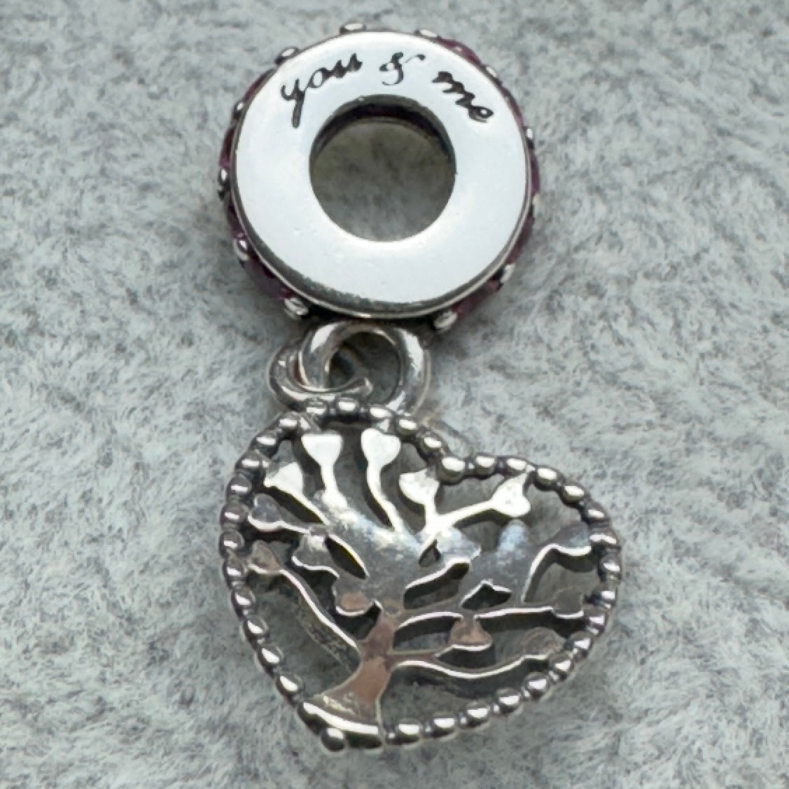 Charm Colgante Árbol De La Vida Forma De Corazón Pandora Vista Del Costado