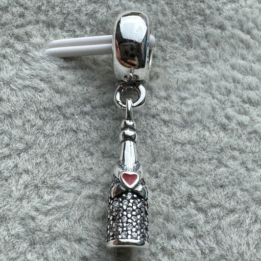Charm Colgante Botella De Vino Burbujeante Brillante Pandora Vista Frontal