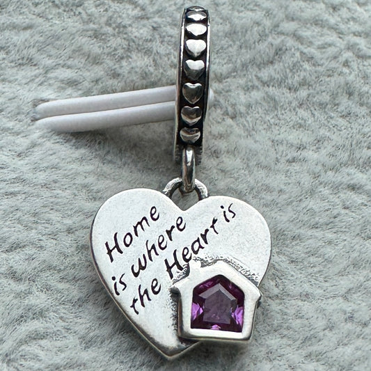 Charm Colgante Corazón Casa Home Is Where The Heart Is Pandora Vista Frontal