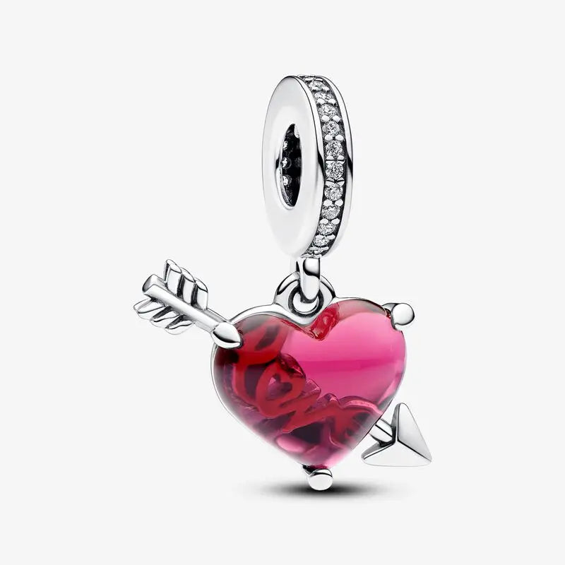 Charm Colgante Corazón Rojo Love De Cristal De Murano Pandora