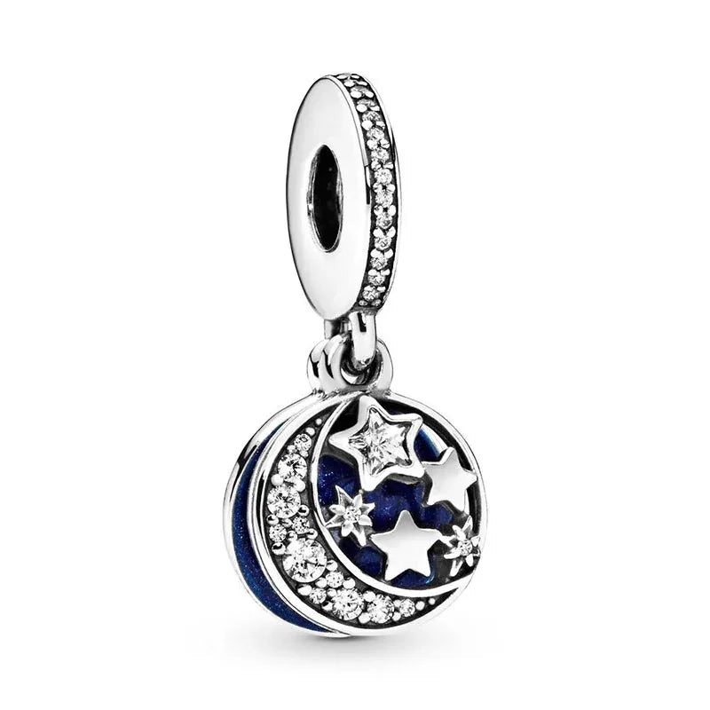 Charm Colgante Doble Azul Cielo Nocturno Clásico (Luna Y Estrellas) Pandora