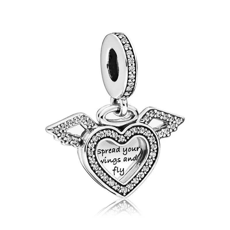 Charm Colgante Doble Corazón Con Alas Pandora