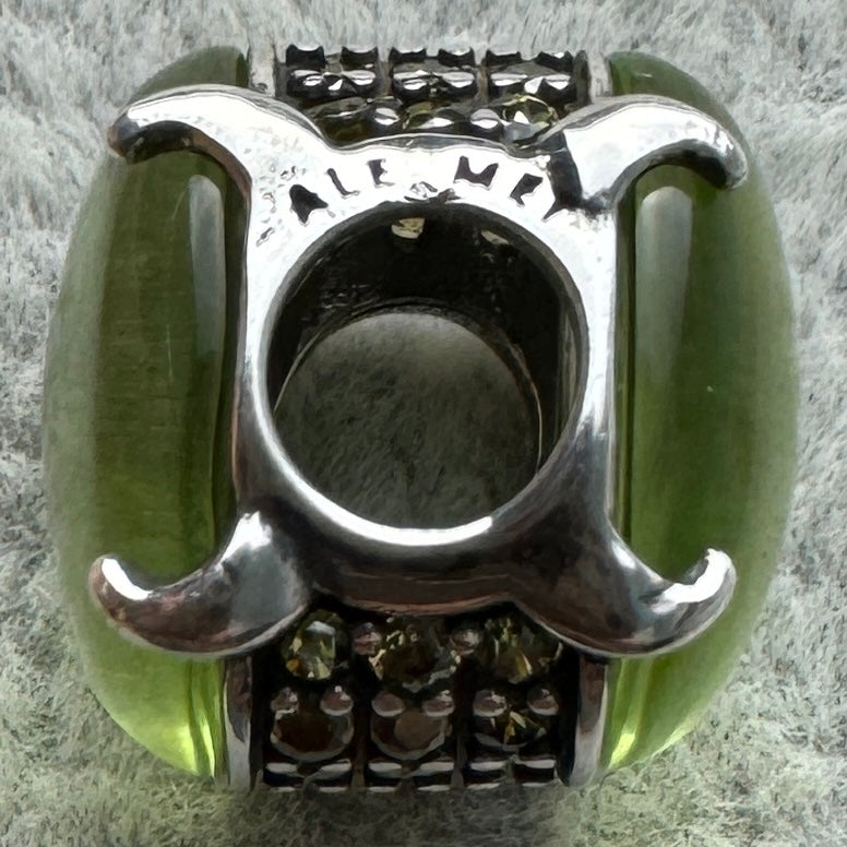 Charm De Cristal De Murano Verde Brillante Pandora Vista Lateral