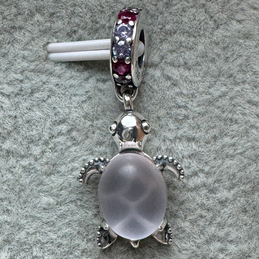 Charm Tortuga De Cristal De Murano Rosa Pandora 1