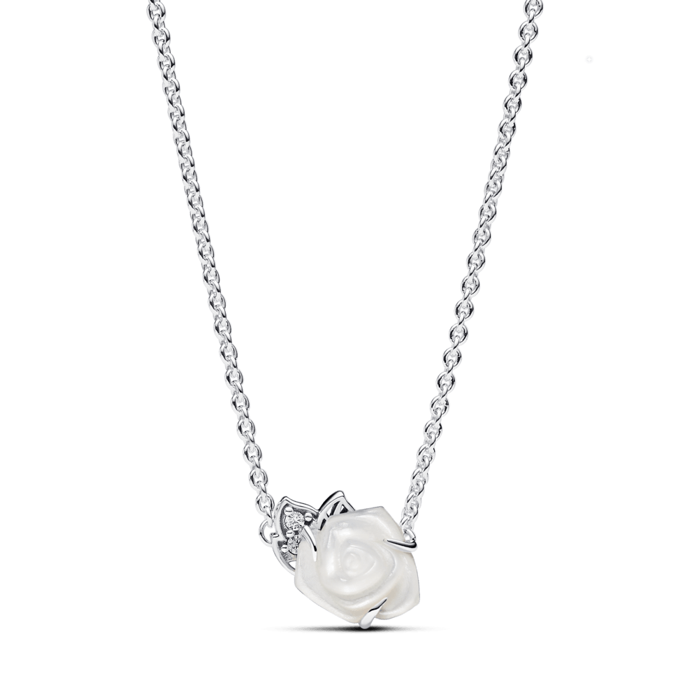 Collar Rosa Blanca Floreciendo