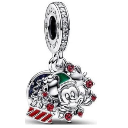 Charm Colgante Doble Mickey Navidad De Disney
