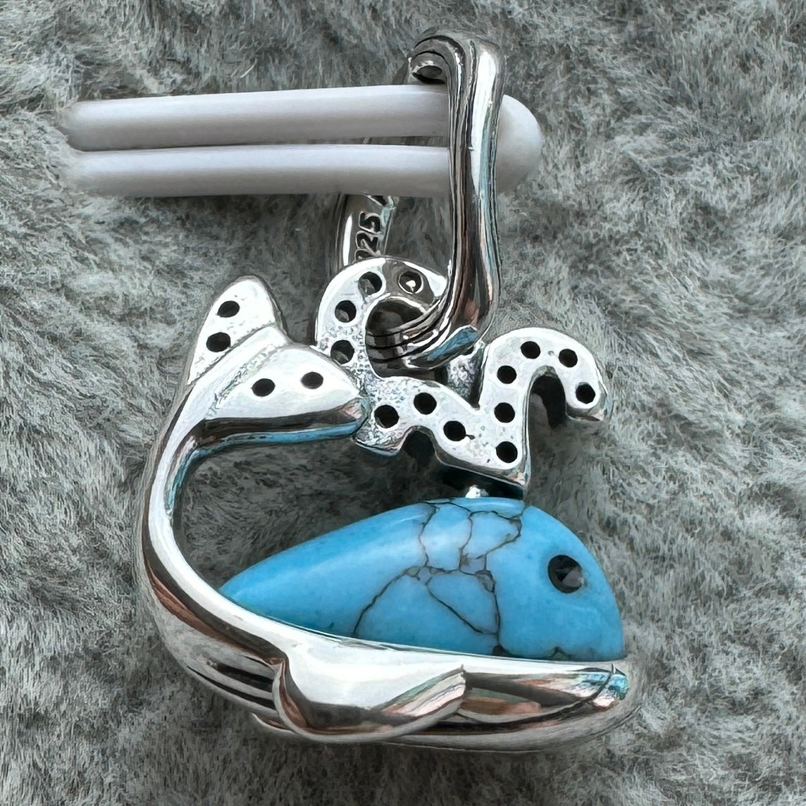 Charm Colgante Ballena Azul Turquesa Brillante