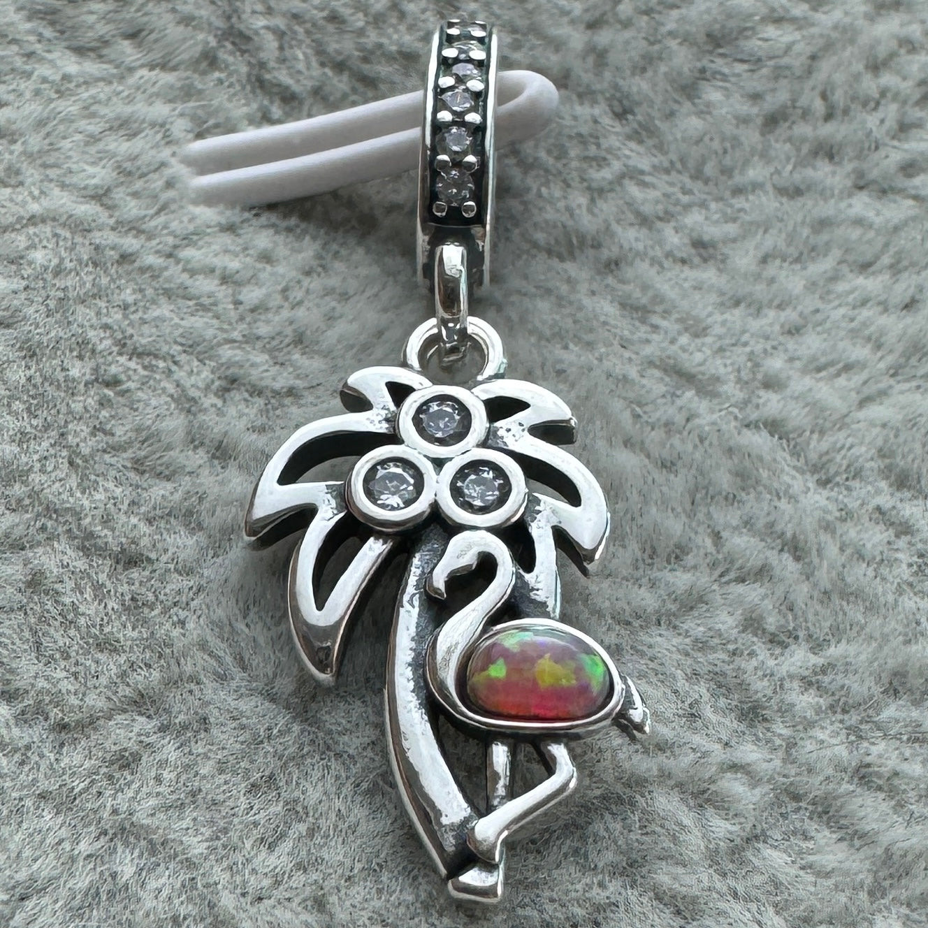 Charm Colgante Doble Palmera Y Flamenco Miami