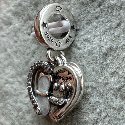 Charm Colgante Corazón Gatos