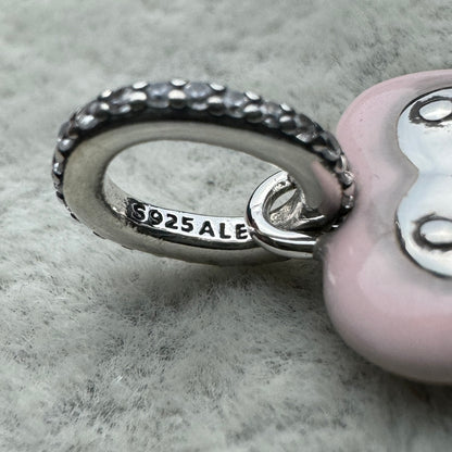 Charm Colgante Corazón Candado Rosa