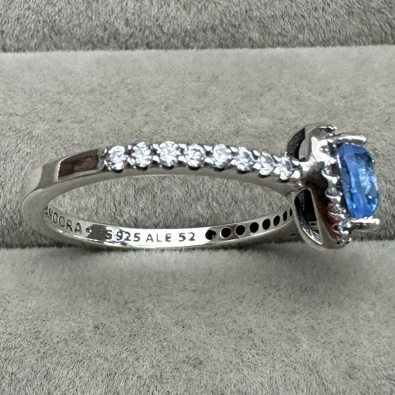 Anillo Corazón Elevado Brillante Azul