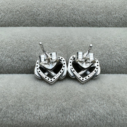 Aretes De Botón Corazón Infinito Brillante
