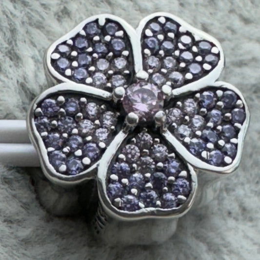 Charm Flor Brillante Morada Y Rosa