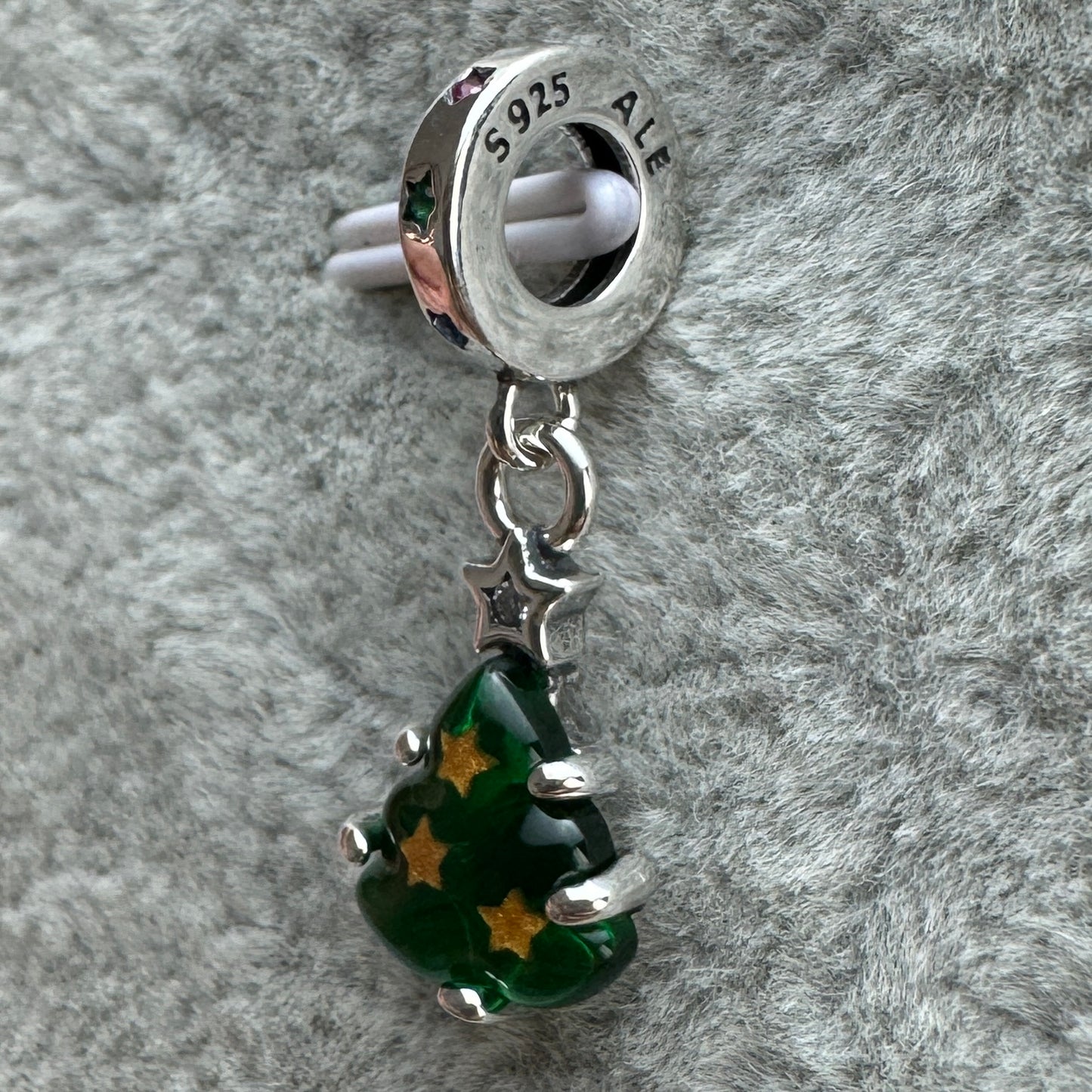 Charm Colgante Árbol Navidad Cristal De Murano Verde