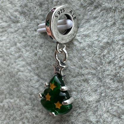 Charm Colgante Árbol Navidad Cristal De Murano Verde