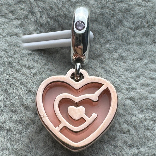 Charm Colgante Doble Corazones Rosas