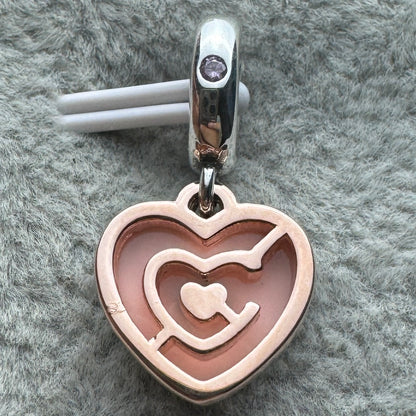 Charm Colgante Doble Corazones Rosas