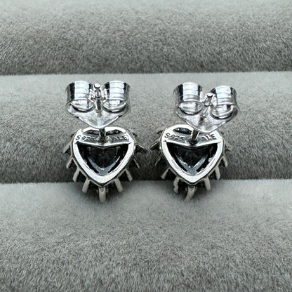 Aretes De Botón Corazón Halo Brillante