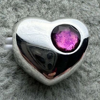 Charm Corazón Zirconia Fucsia