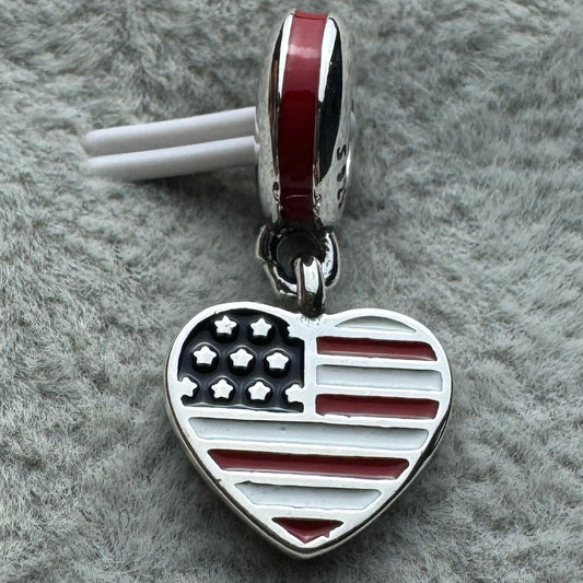 Charm Colgante Corazón Bandera De Estados Unidos